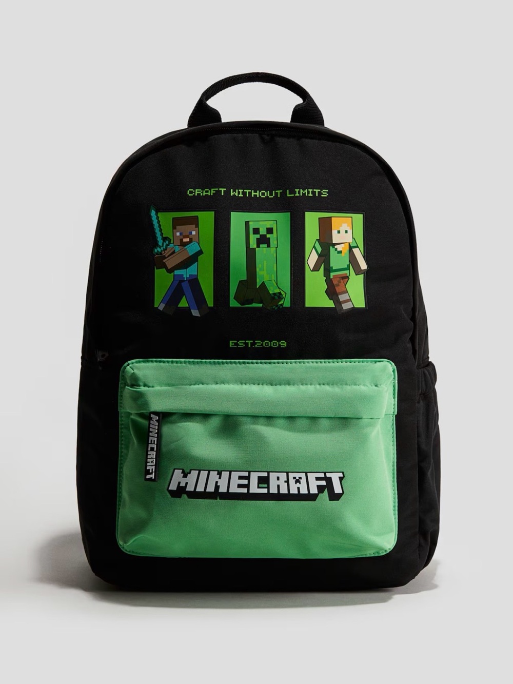 H&M Black and Green Minecraft Kids Backpack